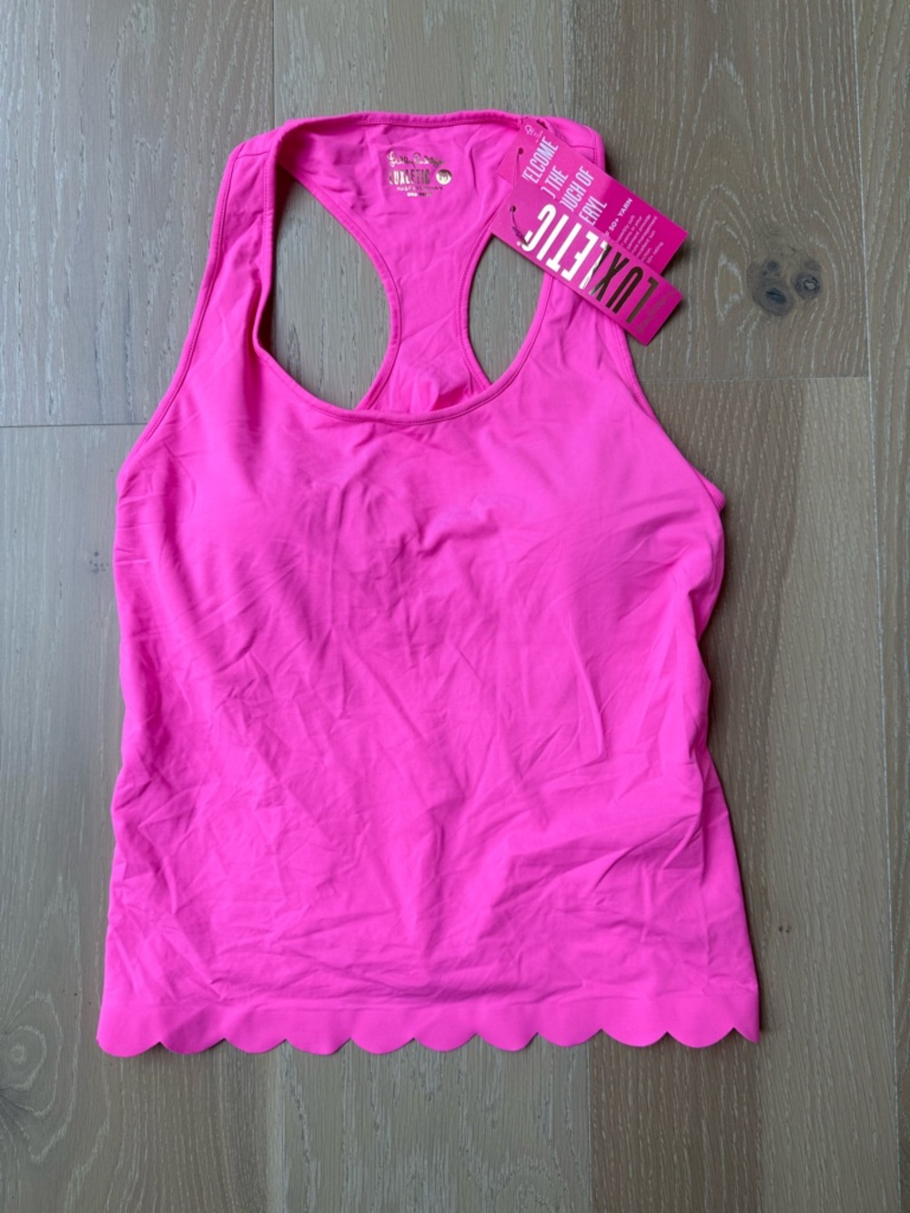 Lilly Pulitzer NEW Luxletic Bright Pink Scallop Hem Racerback Tank
